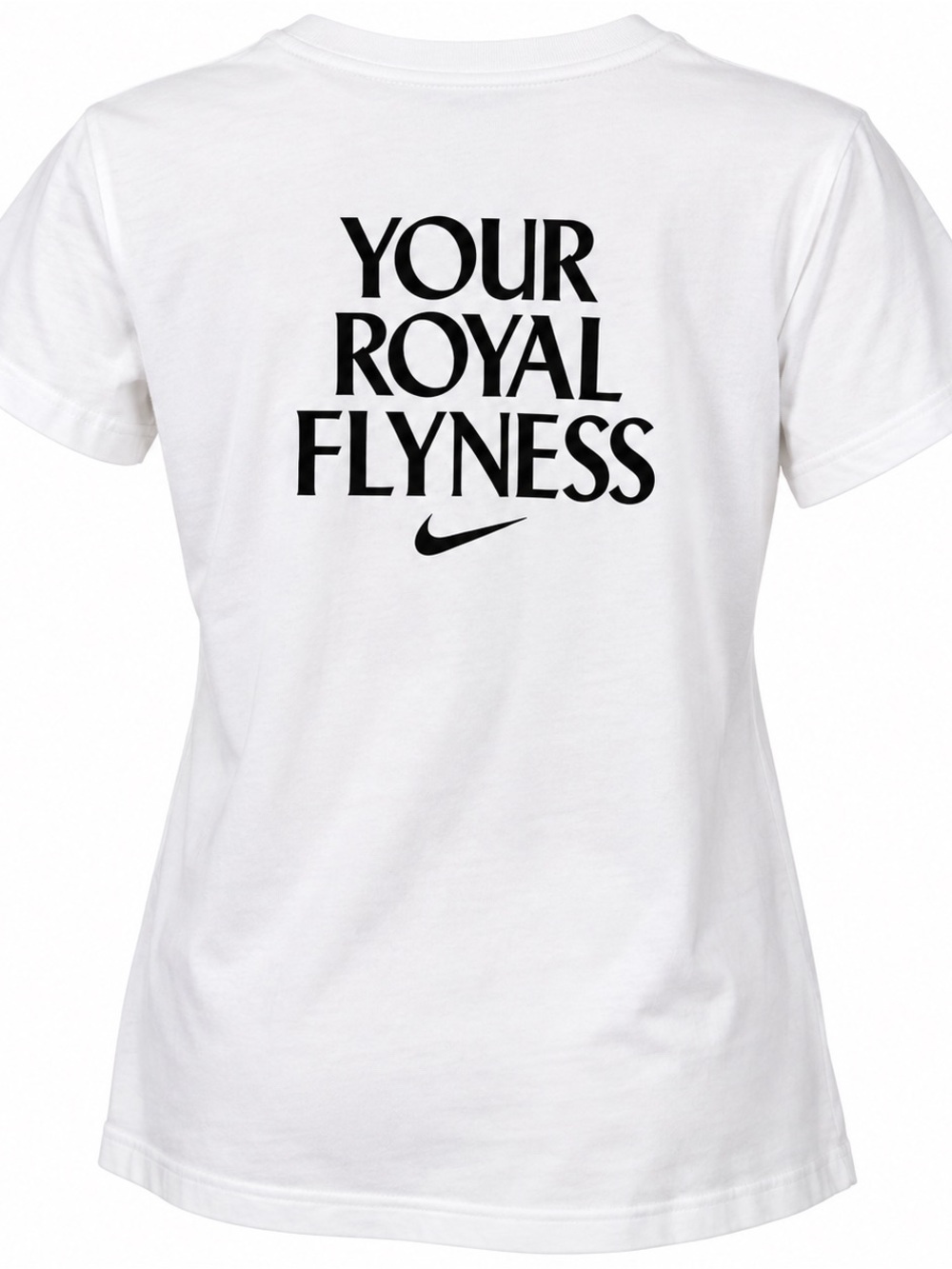 Youth, Nike White Short-Sleeve Graphic Tee with Black 'Your Royal Flyness' Print